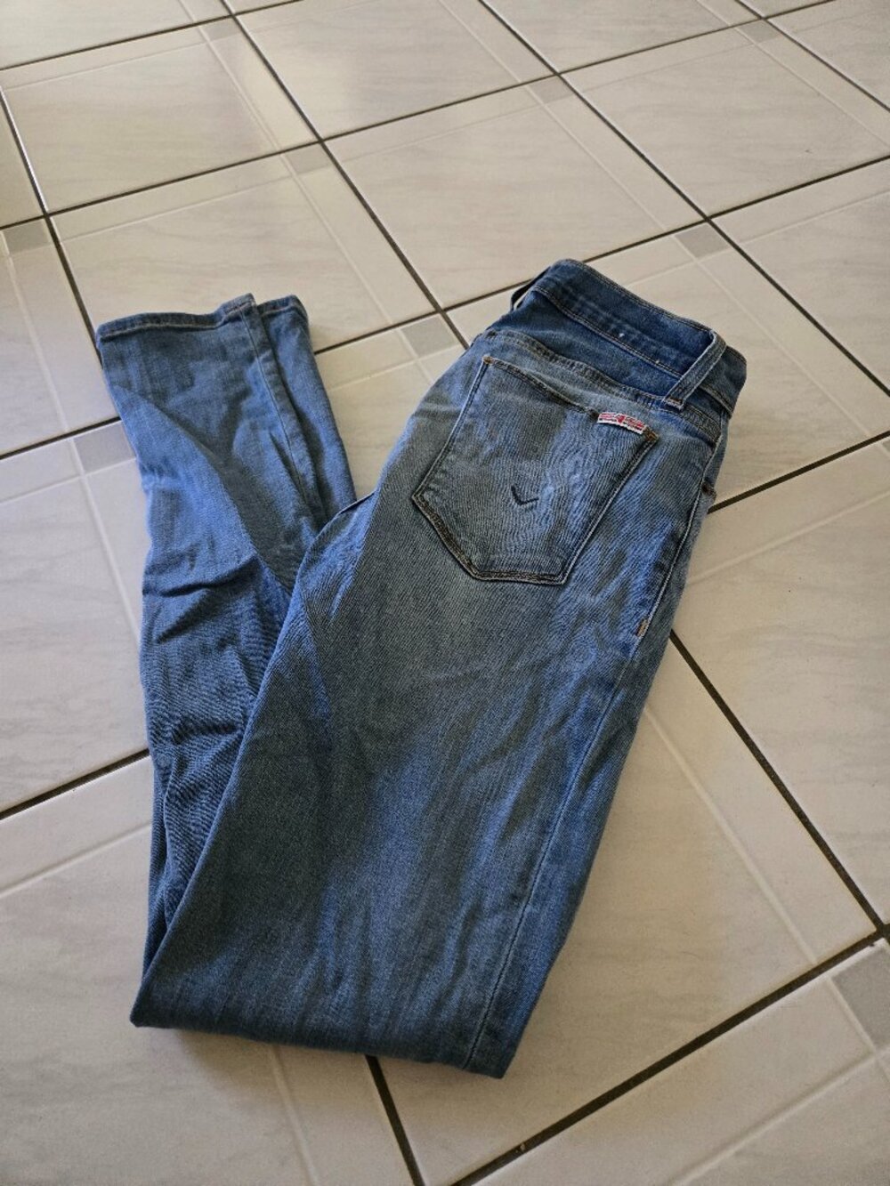 Hudson Natalie Mid Rise Super Skinny Jeans Medium Blue 26